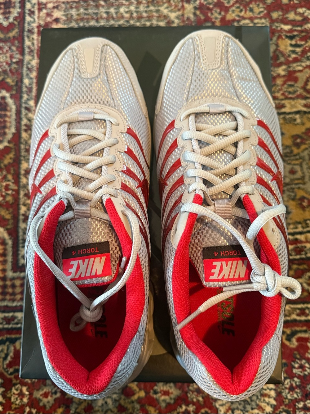 Nike Air Max Torch 4 Atmosphere Grey University Red Sneakers - White/Red/Black - Picture 3 of 6
